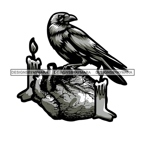 Raven Heart Dead Death Candles Dark Tattoo Ideas SVG PNG JPG Cut Files For Silhouette Cricut and More!