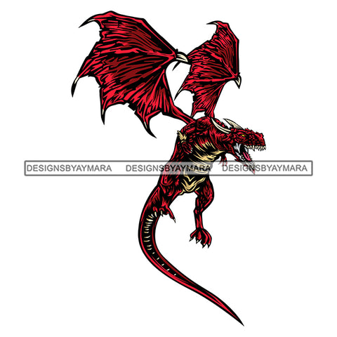 Scary Dragon Flying Fire SVG PNG JPG Cut Files For Silhouette Cricut and More!