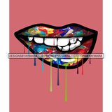 Dripping Lips Graffiti White Teeth Smile SVG PNG JPG Cut Files For Silhouette Cricut and More!