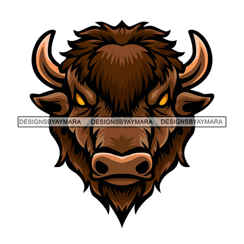 Bull Head Mascot Wild Animal Mammal Wildlife SVG PNG JPG Cut Files For Silhouette Cricut and More!