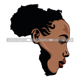 Africa Shaped Black Woman Face SVG JPG PNG Vector Clipart Cricut Silhouette Cut Cutting