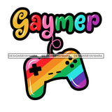 Pride Month Parade Gay Tolerance Rainbow Game Controller White Background SVG JPG PNG Vector Clipart Cricut Silhouette Cut Cutting