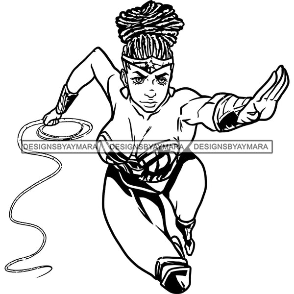 Black Super Hero Superhero Woman Cape Power Strong Melanin Cartoon Costume Brave SVG JPG PNG Clipart Cricut Silhouette Cut Cutting