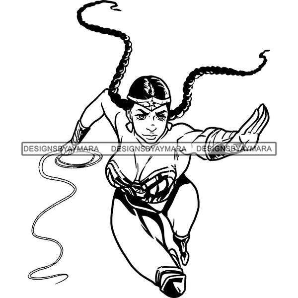 Black Super Hero Superhero Woman Cape Power Strong Melanin Cartoon Costume Brave SVG JPG PNG Clipart Cricut Silhouette Cut Cutting