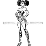 Black Super Hero Superhero Woman Cape Power Strong Melanin Cartoon Costume Brave SVG JPG PNG Clipart Cricut Silhouette Cut Cutting