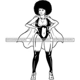 Black Super Hero Superhero Woman Cape Power Strong Melanin Cartoon Costume Brave SVG JPG PNG Clipart Cricut Silhouette Cut Cutting