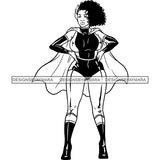Black Super Hero Superhero Woman Cape Power Strong Melanin Cartoon Costume Brave SVG JPG PNG Clipart Cricut Silhouette Cut Cutting