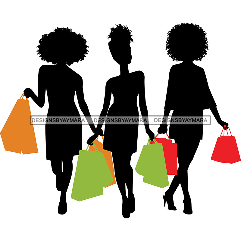 friends shopping silhouette
