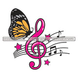 Butterfly Music Notes Element Composition Classic Tattoos Ideas Designs For T-Shirt and Other Products SVG PNG JPG Cutting Files For Silhouette Cricut and More!