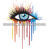 Eye Dripping Colors Splash Rainbow Tears Long Eyelashes Vector Designs For T-Shirt and Other Products SVG PNG JPG Cut Files For Silhouette Cricut and More!