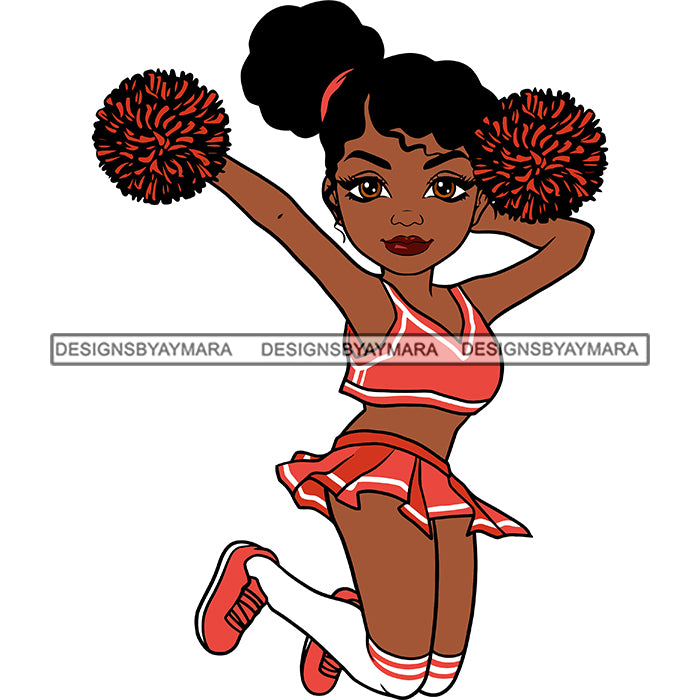 African American Woman Cheerleader Side Pom Poms Stock Photo - Image of  activity, halloween: 60549532