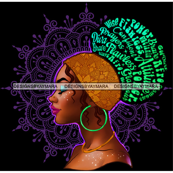 Bundle 5 Afro Woman Messy Bun Puff Brave Flawless Attitude Power Hair Quotes Black Girl Magic Melanin Popping Nubian Queen JPG PNG Clipart