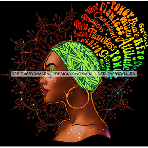 Bundle 5 Afro Woman Messy Bun Puff Brave Flawless Attitude Power Hair Quotes Black Girl Magic Melanin Popping Nubian Queen JPG PNG Clipart