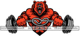 Bear Growling Lifting Weights Bodybuilder Fitness logo Barbell SVG PNG JPG Cut Files For Silhouette Cricut and More!