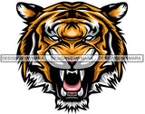 Tiger Head Growling Bengal Danger Power Aggressive Wild Animal Mammal Wildlife SVG PNG JPG Cut Files For Silhouette Cricut and More!