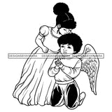 Angels Angel Baby Girl Boy Praying Hands Wings Heaven Peace Love Vector Designs For T-Shirt and Other Products SVG PNG JPG Cutting Files For Silhouette Cricut and More!
