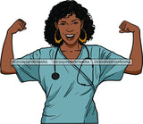 Afro Lola Nurse Doctor Save Life Hero Flexing Medical Occupation Bamboo Earrings SVG Cutting Files For Silhouhette Cricut