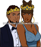 Black Couple Sexy Relationship African King Queen Bamboo Earrings Crown Family Falling in Love Young Adult SVG Cutting Files For Silhouette and Cricut