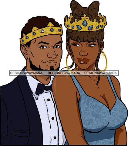 Black Couple Sexy Relationship African King Queen Bamboo Earrings Crown Family Falling in Love Young Adult SVG Cutting Files For Silhouette and Cricut