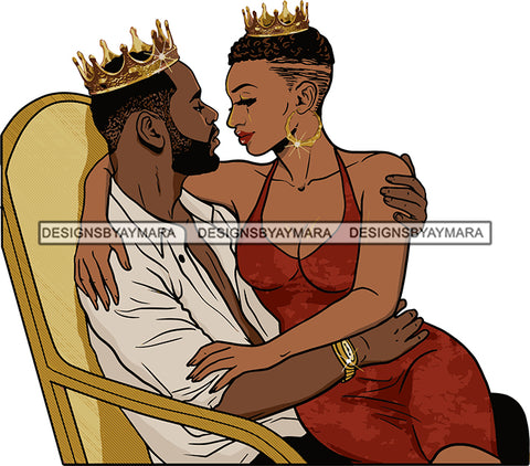 Black Couple Sexy Relationship African King Queen Bamboo Earrings Crown Family Falling in Love Young Adult SVG Cutting Files For Silhouette and Cricut