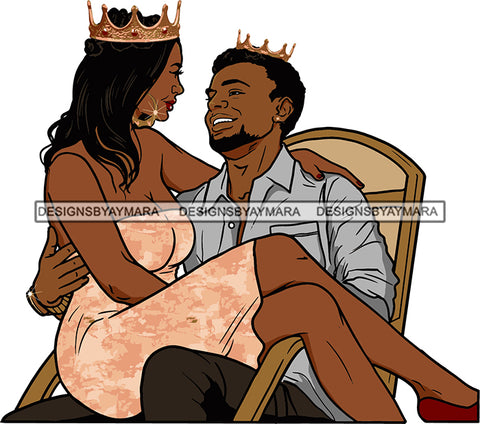 Black Couple Sexy Relationship African King Queen Bamboo Earrings Crown Family Falling in Love Young Adult SVG Cutting Files For Silhouette and Cricut