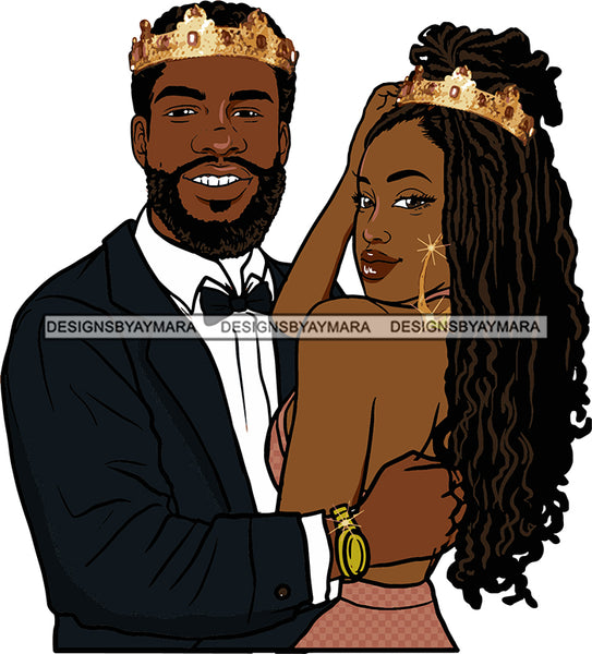 Black Couple Sexy Relationship African King Queen Bamboo Earrings Crown Family Falling in Love Young Adult SVG Cutting Files For Silhouette and Cricut