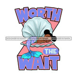 Adorable Baby Girl Quotes Sleeping Clam Shell Mermaid Puffy Pigtails Hairstyle SVG JPG PNG Vector Clipart Cricut Silhouette Cut Cutting