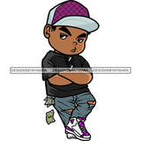 Gangster Boy Standing Wearing Cap Angry Face Money Note On Pocket Hip Hop Boy Style Design Element White Background Vector SVG JPG PNG Vector Clipart Cricut Silhouette Cut Cutting