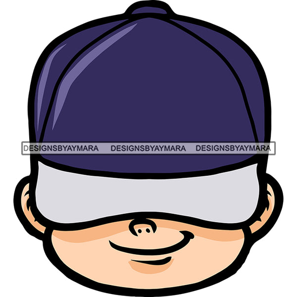 Smile Face Cartoon Character Wearing Cap Vector Design Element White Background African American Boy Face SVG JPG PNG Vector Clipart  Silhouette Cut Cutting