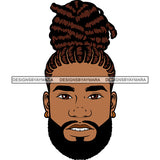 Gangster African American Man Face Design Element Locus Hair Style White Teeth Smile Face White Background Artwork SVG JPG PNG Vector Clipart Cricut Silhouette Cut Cutting