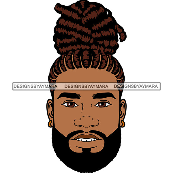 Gangster African American Man Face Design Element Locus Hair Style White Teeth Smile Face White Background Artwork SVG JPG PNG Vector Clipart Cricut Silhouette Cut Cutting