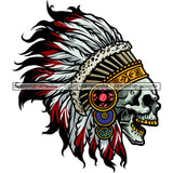 Native Indian Skull Skeleton Head Design Element Indian Plume Poster Chief Warrior Skull Skeleton Danger SVG JPG PNG Vector Clipart Cricut Silhouette Cut Cutting