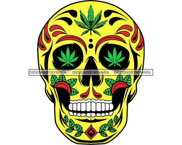 Skull Marijuana Leaves Cannabis Recreational Medicinal Drug 420 Weed SVG JPG PNG Vector Clipart Cricut Silhouette Cut Cutting