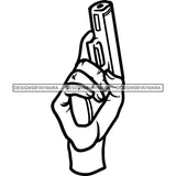 Man Hand Holding Gun Weapon Gangster Gansta Dealer Money Business B/W SVG JPG PNG Vector Clipart Cricut Silhouette Cut Cutting