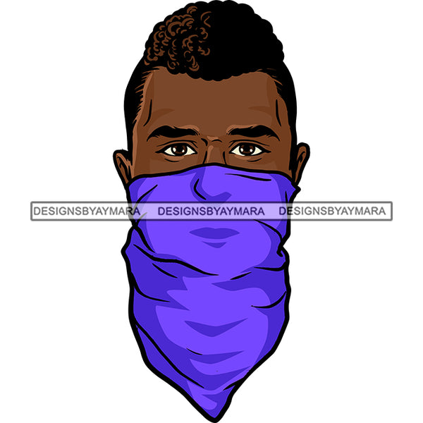 Black Man Wearing Bandana Face Mask Gangster Gansta Money Lifestyle SVG JPG PNG Vector Clipart Cricut Silhouette Cut Cutting