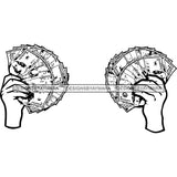 Man Hands Holding Money Dollars Cash Moneymaker Gangster Mafia Business B/W SVG JPG PNG Vector Clipart Cricut Silhouette Cut Cutting