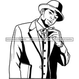 Attractive Man Bearded Beard Smoking Cigar Classy Suit Fresh Haircut Dressing Elegant Hat Fashion Style SVG JPG PNG Vector Clipart Cricut Silhouette Cut Cutting