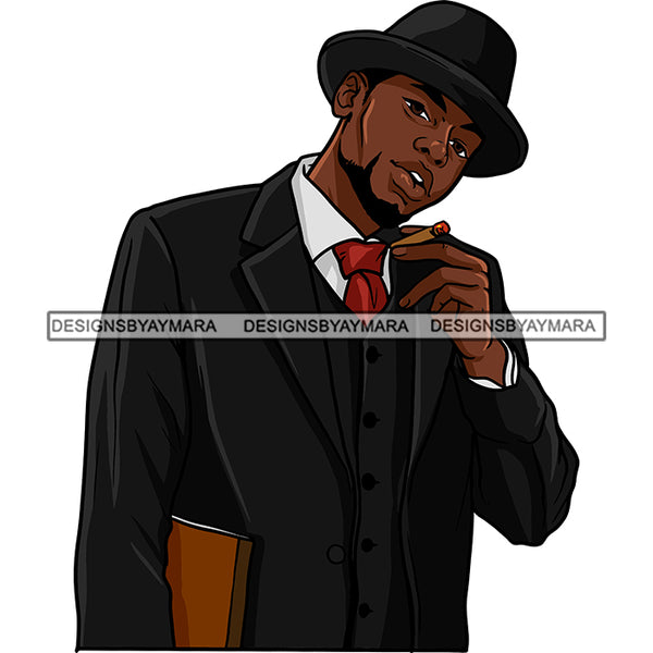 Attractive Man Bearded Beard Smoking Cigar Classy Suit Fresh Haircut Dressing Elegant Hat Fashion Style SVG JPG PNG Vector Clipart Cricut Silhouette Cut Cutting