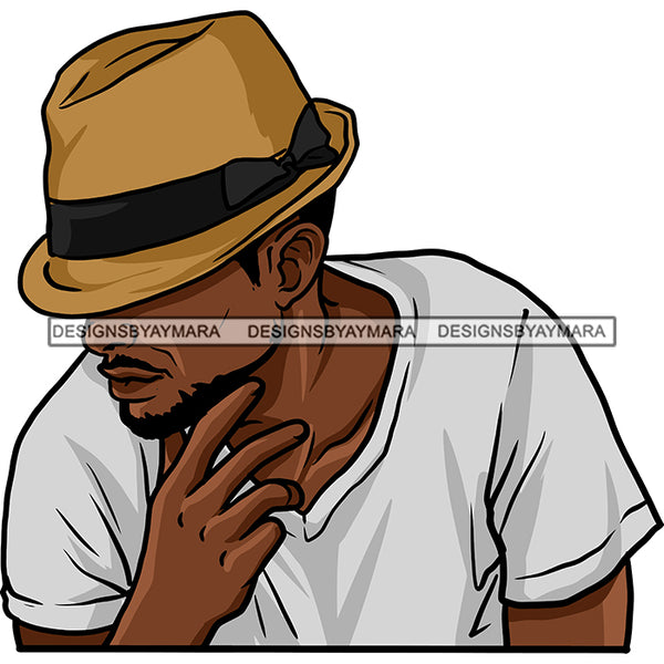 Attractive Black Man Bearded Beard Classy Hat Dressing Elegant Fashion Style SVG JPG PNG Vector Clipart Cricut Silhouette Cut Cutting