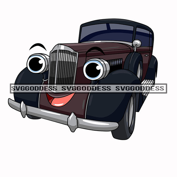 Vintage 50's 60's 70's Car Cartoon Character Automobile Luxurious Muscle Machine Speed Transportation Antique SVG JPG PNG Vector Clipart Cricut Silhouette Cut Cutting