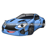 Gorgeous Sport Car Cartoon Character Automobile Luxurious Muscle Machine Speed Transportation SVG JPG PNG Vector Clipart Cricut Silhouette Cut Cutting