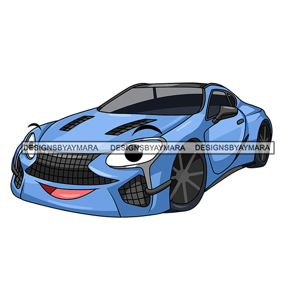 Gorgeous Sport Car Cartoon Character Automobile Luxurious Muscle Machine Speed Transportation SVG JPG PNG Vector Clipart Cricut Silhouette Cut Cutting