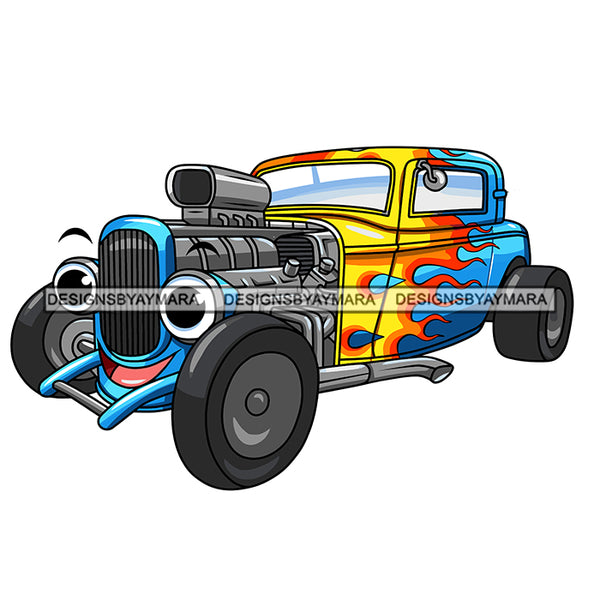 Vintage 50's 60's 70's Car Cartoon Character Automobile Luxurious Muscle Machine Speed Transportation Race SVG JPG PNG Vector Clipart Cricut Silhouette Cut Cutting