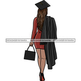 Bundle 4 Graduation Woman Graduate Ceremony Achievements Student Gown Cap SVG PNG JPG Cutting Files For Cricut Silhouette and More!