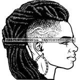 Gangster African American Side Face Design Element Short Hairstyle Vector Black And White Artwork BW Wearing Hoop Earing SVG JPG PNG Vector Clipart Cricut Silhouette Cut Cutting