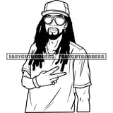 Peach Hand Sign Afro Man Gangster Man Waring Cap And Sunglass Locus Hairstyle Vector Angry Face Design Element Electricity Plug SVG JPG PNG Vector Clipart Cricut Silhouette Cut Cutting