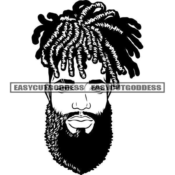 African American Locus Hairstyle Man Wearing Sunglasses Afro Smart Man Face Design Element Black And White Artwork Vector SVG JPG PNG Vector Clipart Cricut Silhouette Cut Cutting