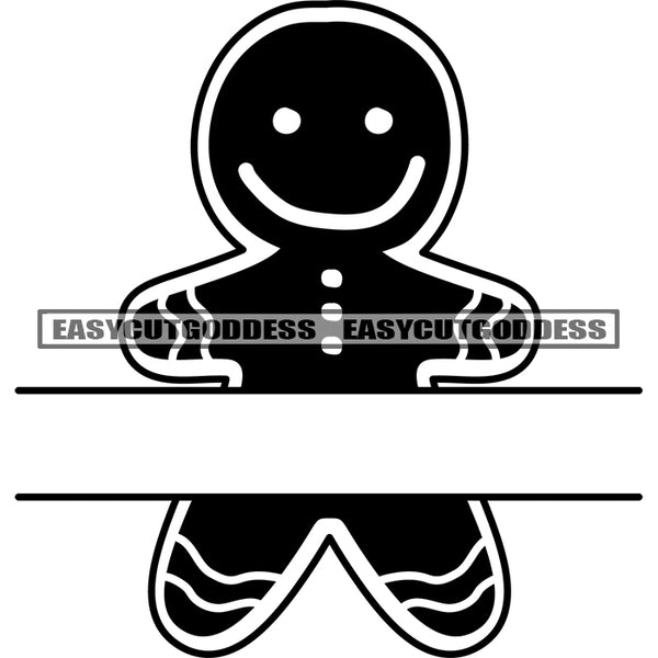 Doll Cartoon Character Holding Banner Smile Face Quote Black And White Artwork Silhouette Design Element SVG JPG PNG Vector Clipart Cricut Silhouette Cut Cutting