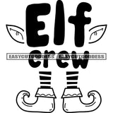 Elf Crew Quote Socks Symbol Black And White Artwork Silhouette Design Element SVG JPG PNG Vector Clipart Cricut Silhouette Cut Cutting