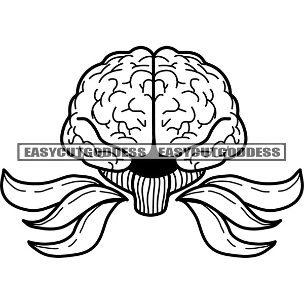 Human Brain Angry Face Devil Look Design Black And White Artwork Silhouette Design Element SVG JPG PNG Vector Clipart Cricut Silhouette Cut Cutting